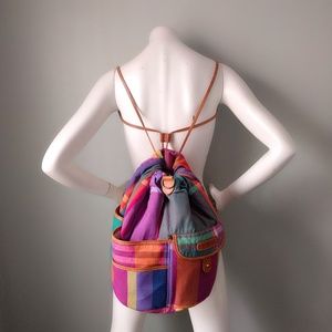 🎉HP🎉 Vintage 90s Ralph Lauren Cotton Madras Plaid Crossbody Canvas Backpack